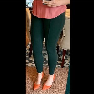 Green Vertically Pleated Skinny Leg Pants